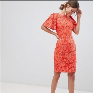 Asos Paper Dolls Flutter Sleeve Pencil Dress